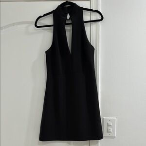 Elegant Black Sleeveless Dress / Plunging Neckline